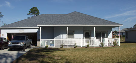 Country style house front view